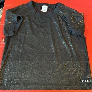 PINK Victoria's Secret Black Glitter XS T-Shirt